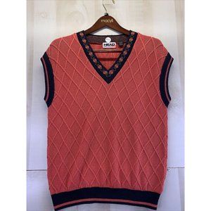 Vintage 1980-90s Head Sports Wear Argyle Knit Golf MENS  L- Sweater Vest-7178